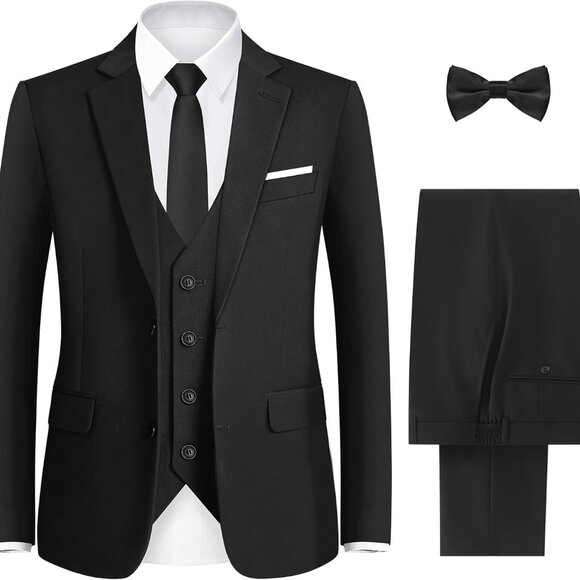 Luxury Men's 3-Piece Slim Fit Suit with Adjustable Waistband & Necktie - Size 40